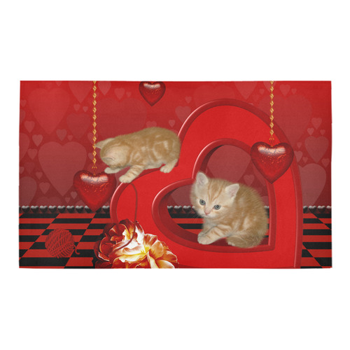 Cute kitten with hearts Azalea Doormat 30" x 18" (Sponge Material)