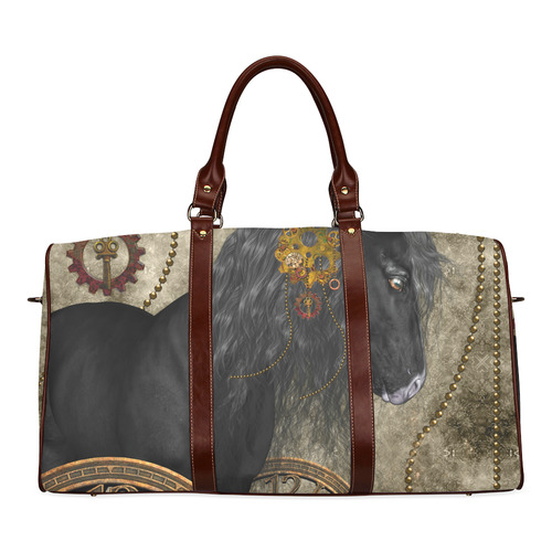 Beautiful wild horse with steampunk elements