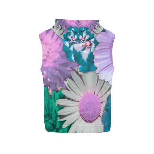 lovely flowers turquoise All Over Print Sleeveless Hoodie for Women (Model H15)