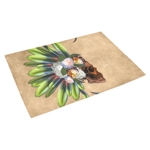 Amazing skull with feathers and flowers Azalea Doormat 30" x 18" (Sponge Material)