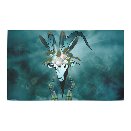 The billy goat with feathers and flowers Azalea Doormat 30" x 18" (Sponge Material)