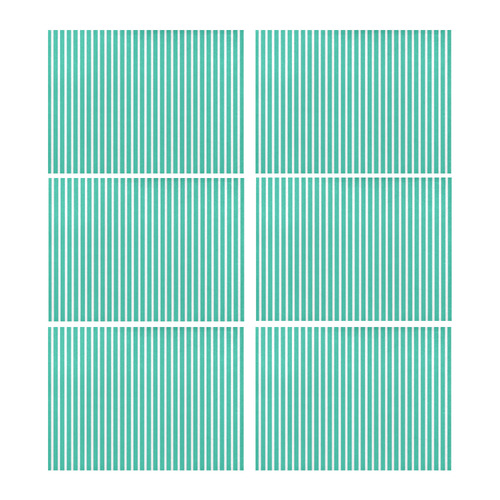 Aquamarine And White Candy Stripes Placemat 14’’ x 19’’ (Six Pieces)