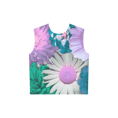 lovely flowers turquoise All Over Print Sleeveless Hoodie for Women (Model H15)