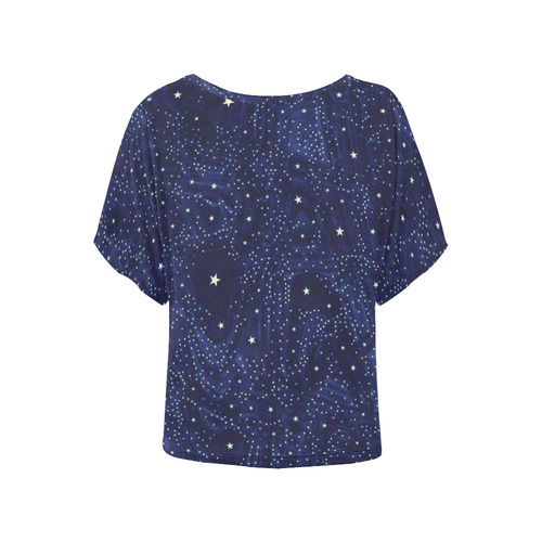 Awesome allover Stars 01B by FeelGood Women's Batwing-Sleeved Blouse T shirt (Model T44)