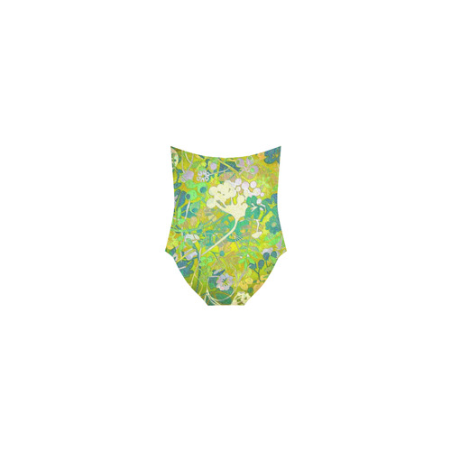 floral 1 in green and blue Strap Swimsuit ( Model S05)