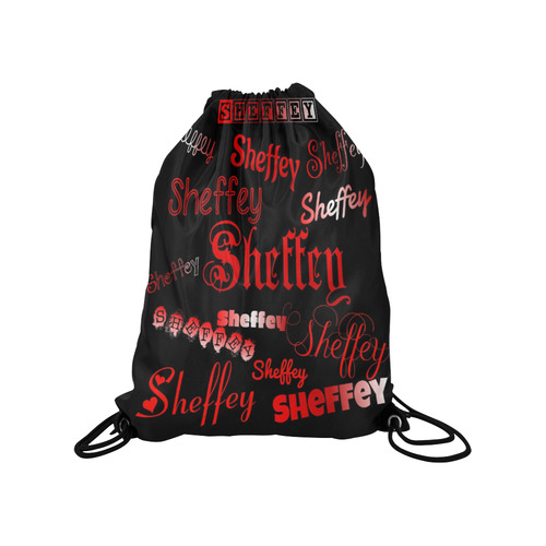 Sheffey Fonts - Red on Black Medium Drawstring Bag Model 1604 (Twin Sides) 13.8"(W) * 18.1"(H)