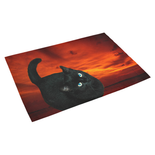 Cat and Red Sky Azalea Doormat 30" x 18" (Sponge Material)