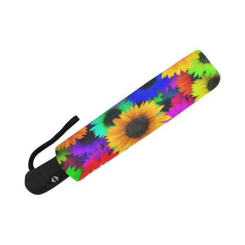 Neon Rainbow Pop Sunflowers Auto-Foldable Umbrella (Model U04)