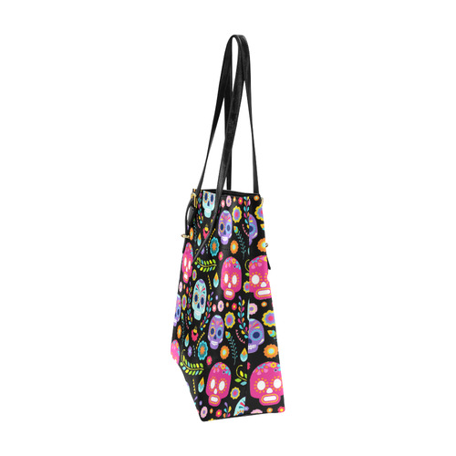 Sugar Skull Day of the Dead Floral Pattern Euramerican Tote Bag/Small (Model 1655)