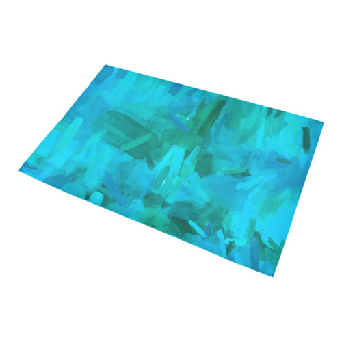 splash painting abstract texture in blue and green Bath Rug 20''x 32''