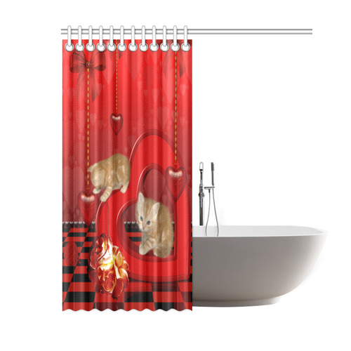 Cute kitten with hearts Shower Curtain 60"x72"