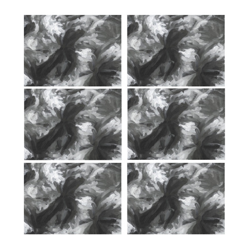 camouflage abstract painting texture background in black and white Placemat 14’’ x 19’’ (Set of 6)