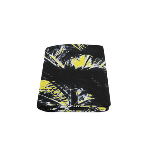 black and white palm leaves with yellow background Blanket 50"x60"