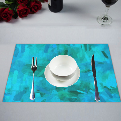 splash painting abstract texture in blue and green Placemat 14’’ x 19’’ (Four Pieces)