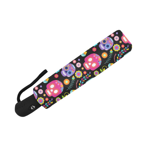 Day of the Dead Sugar Skull Floral Pattern Auto-Foldable Umbrella (Model U04)