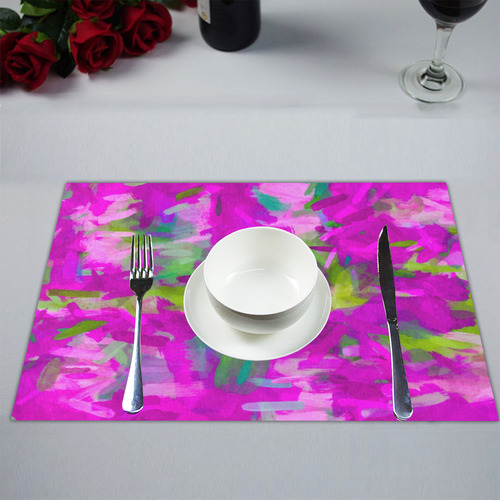 splash painting abstract texture in purple pink green Placemat 14’’ x 19’’ (Two Pieces)
