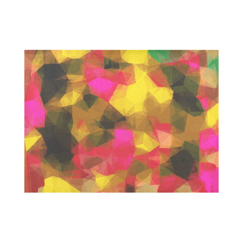 psychedelic geometric polygon shape pattern abstract in pink yellow green Placemat 14’’ x 19’’