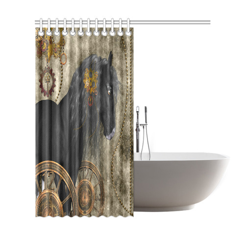 Beautiful wild horse with steampunk elements Shower Curtain 69"x72"