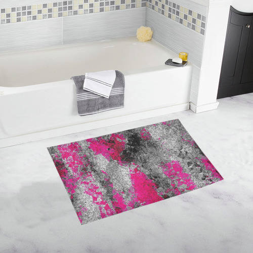 vintage psychedelic painting texture abstract in pink and black with noise and grain Bath Rug 20''x 32''