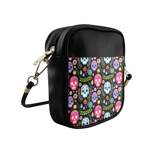 Day of the Dead Sugar Skull Floral Pattern Sling Bag (Model 1627)