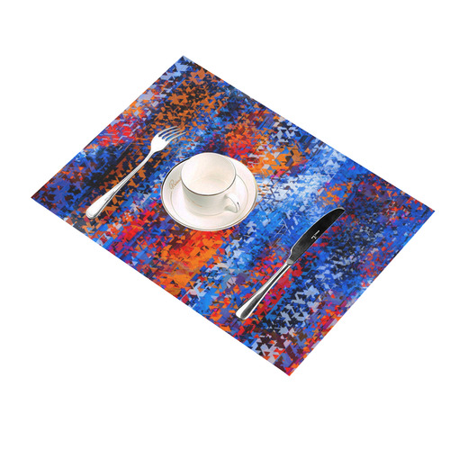psychedelic geometric polygon shape pattern abstract in blue red orange Placemat 14’’ x 19’’ (Two Pieces)