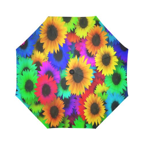 Neon Rainbow Pop Sunflowers Auto-Foldable Umbrella (Model U04)