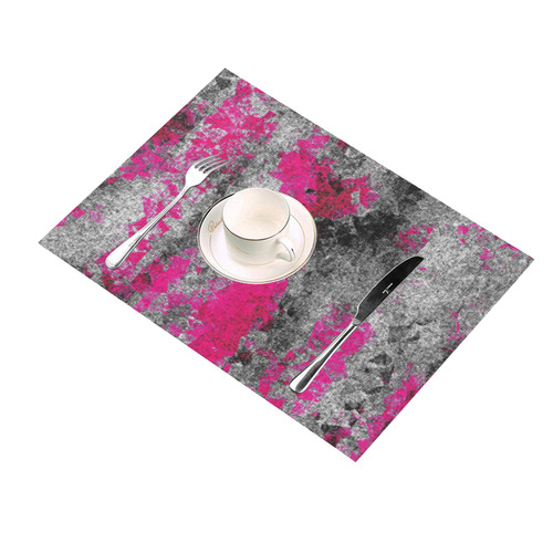 vintage psychedelic painting texture abstract in pink and black with noise and grain Placemat 14’’ x 19’’ (Set of 4)