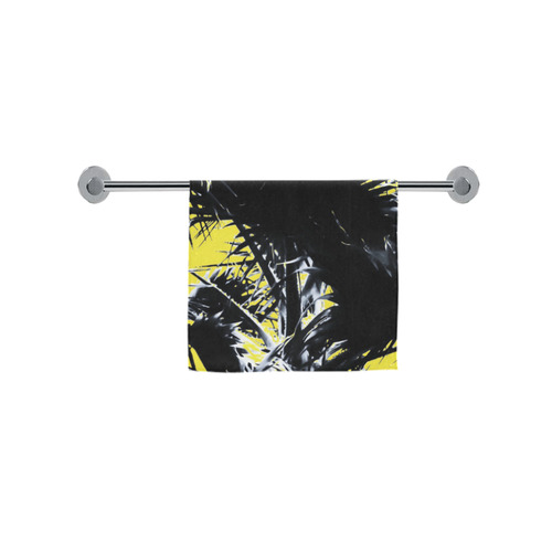 black and white palm leaves with yellow background Custom Towel 16"x28"