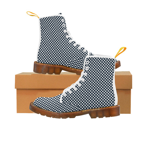 White Dots on Midnight Blue Martin Boots For Women Model 1203H