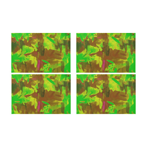 camouflage painting texture abstract background in green yellow brown Placemat 12’’ x 18’’ (Four Pieces)