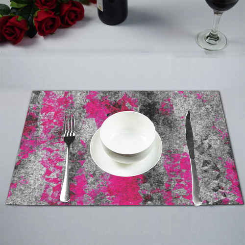 vintage psychedelic painting texture abstract in pink and black with noise and grain Placemat 12’’ x 18’’ (Set of 4)