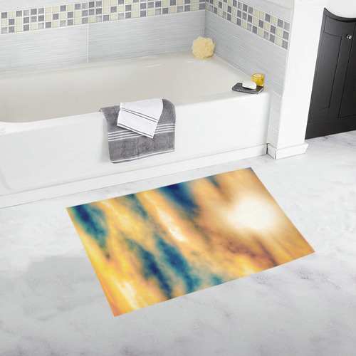 beautiful cloudy sunset sky in summer Bath Rug 20''x 32''