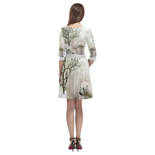 Awesome polar bear Tethys Half-Sleeve Skater Dress(Model D20)