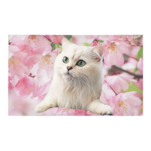 Cat and Flowers Azalea Doormat 30" x 18" (Sponge Material)