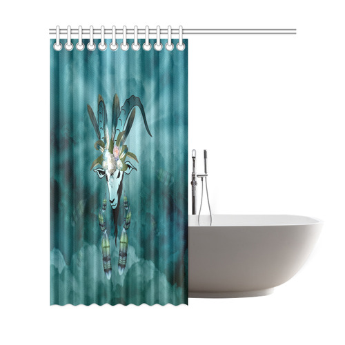 The billy goat with feathers and flowers Shower Curtain 69"x72"