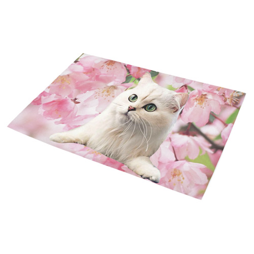 Cat and Flowers Azalea Doormat 30" x 18" (Sponge Material)