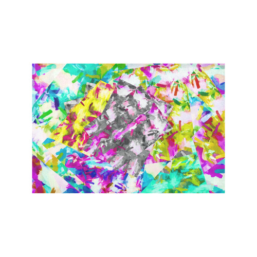 camouflage psychedelic splash painting abstract in pink blue yellow green purple Placemat 12’’ x 18’’ (Four Pieces)