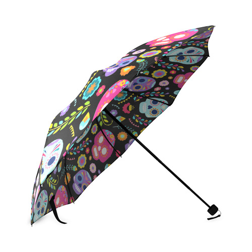 Day of the Dead Sugar Skull Floral Pattern Foldable Umbrella (Model U01)