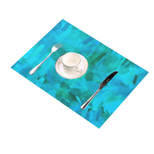 splash painting abstract texture in blue and green Placemat 14’’ x 19’’ (Four Pieces)