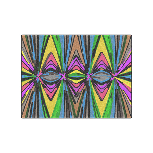 psychedelic geometric graffiti triangle pattern in pink green blue yellow and brown Blanket 50"x60"