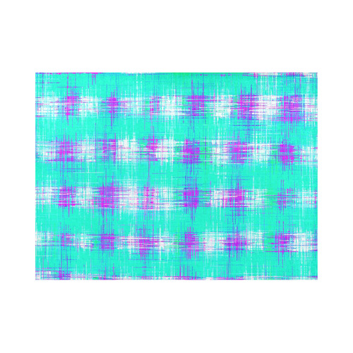plaid pattern graffiti painting abstract in blue green and pink Placemat 14’’ x 19’’ (Set of 6)