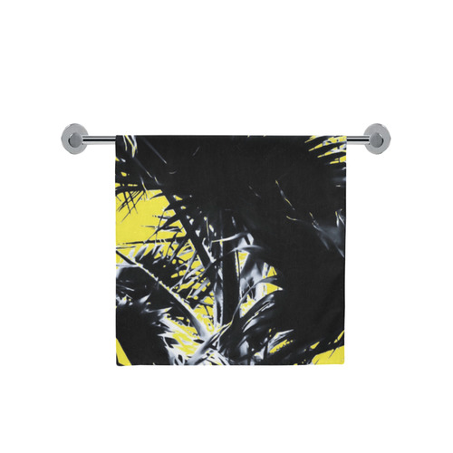 black and white palm leaves with yellow background Bath Towel 30"x56"