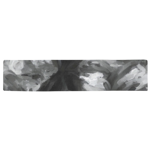 camouflage abstract painting texture background in black and white Table Runner 16x72 inch