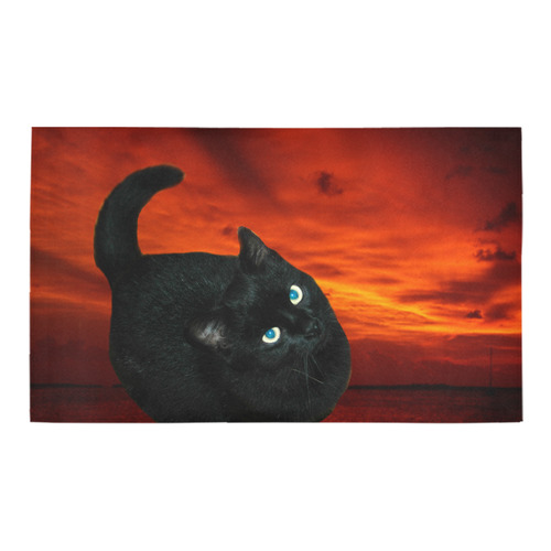 Cat and Red Sky Azalea Doormat 30" x 18" (Sponge Material)