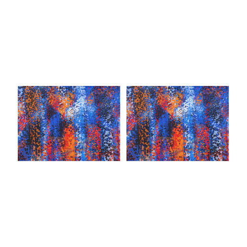 psychedelic geometric polygon shape pattern abstract in blue red orange Placemat 14’’ x 19’’ (Two Pieces)