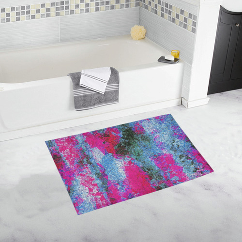 vintage psychedelic painting texture abstract in pink and blue with noise and grain Bath Rug 20''x 32''