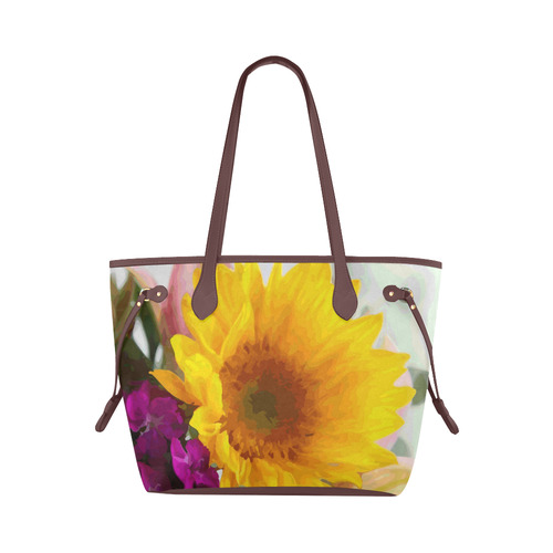 Floral Watercolor With Yellow Daisy Clover Canvas Tote Bag (Model 1661)