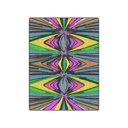 psychedelic geometric graffiti triangle pattern in pink green blue yellow and brown Blanket 50"x60"