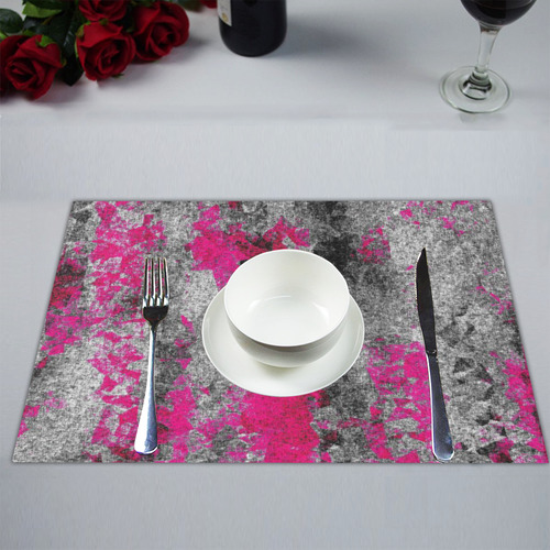 vintage psychedelic painting texture abstract in pink and black with noise and grain Placemat 14’’ x 19’’ (Set of 6)