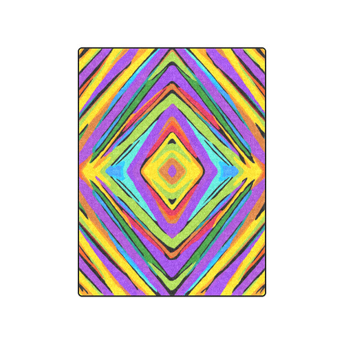 psychedelic geometric graffiti square pattern abstract in blue purple pink yellow green Blanket 50"x60"